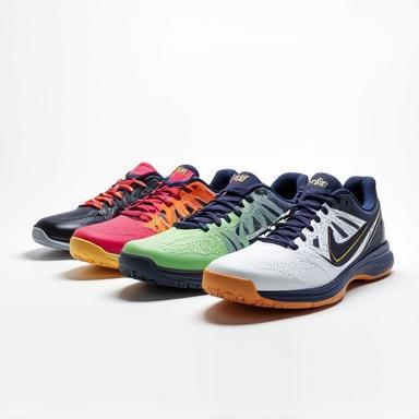 Various pairs of specialized court footwear