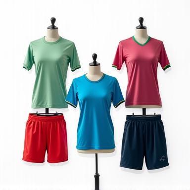 Collection of sports apparel including jerseys and shorts